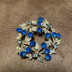 Vintage Rhinestone Blue Broach